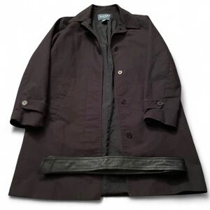 Lauren Ralph Lauren Women’s Black Button Up Trench Coat With Belt Size Petite M